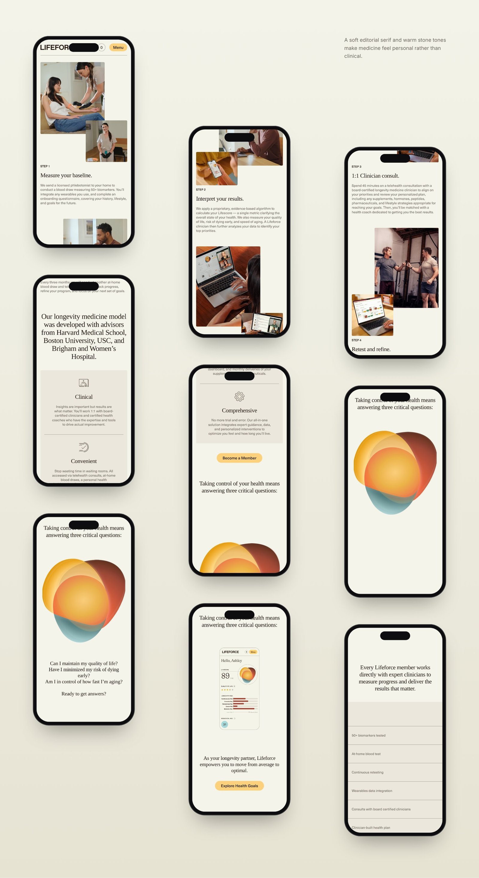 Lifeforce mobile screens