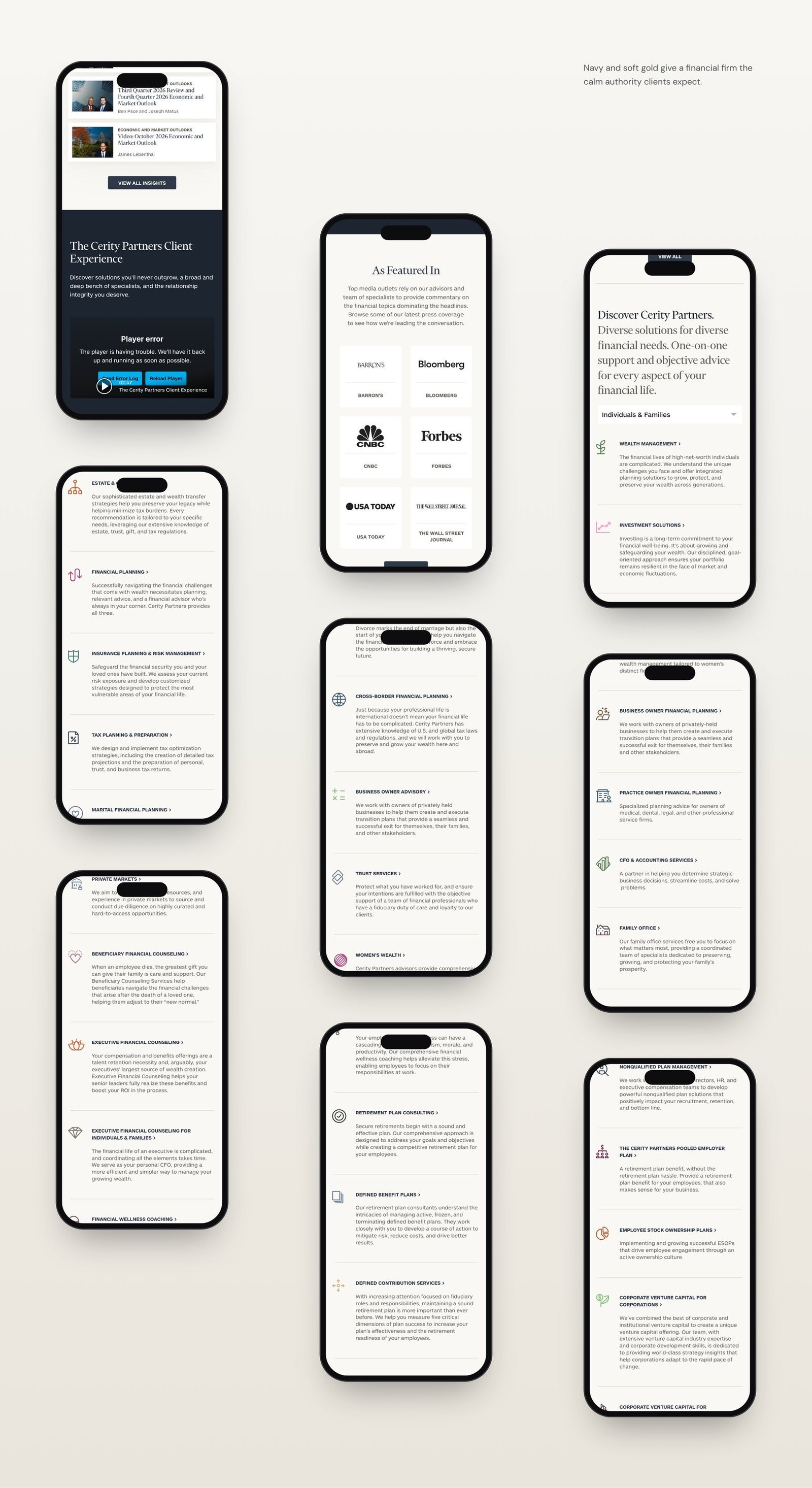 Cerity Partners mobile screens