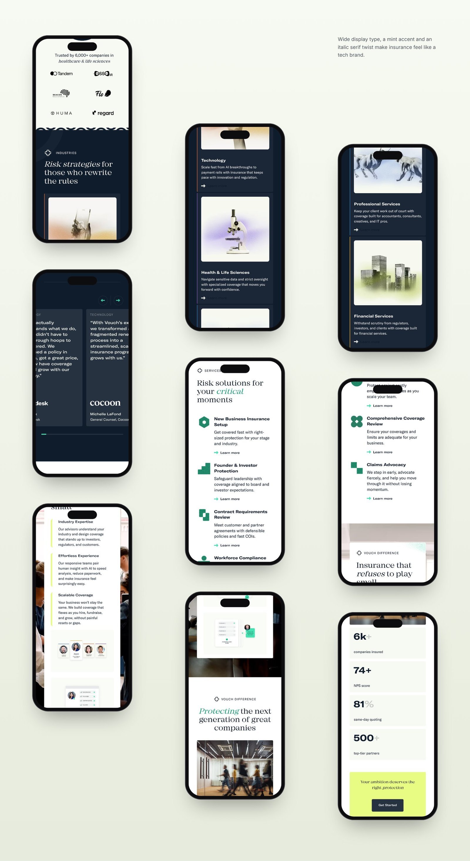 Vouch mobile screens
