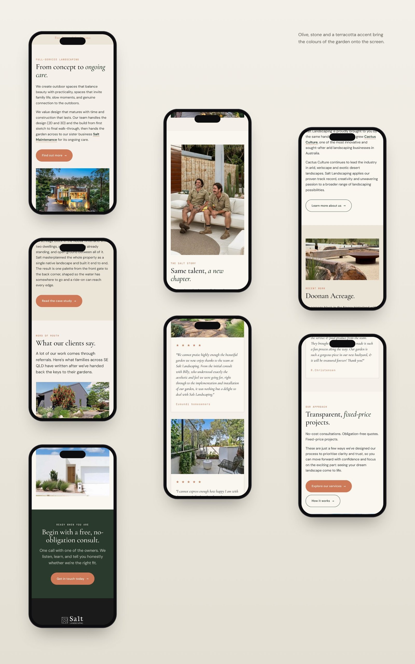 Salt Landscaping mobile screens