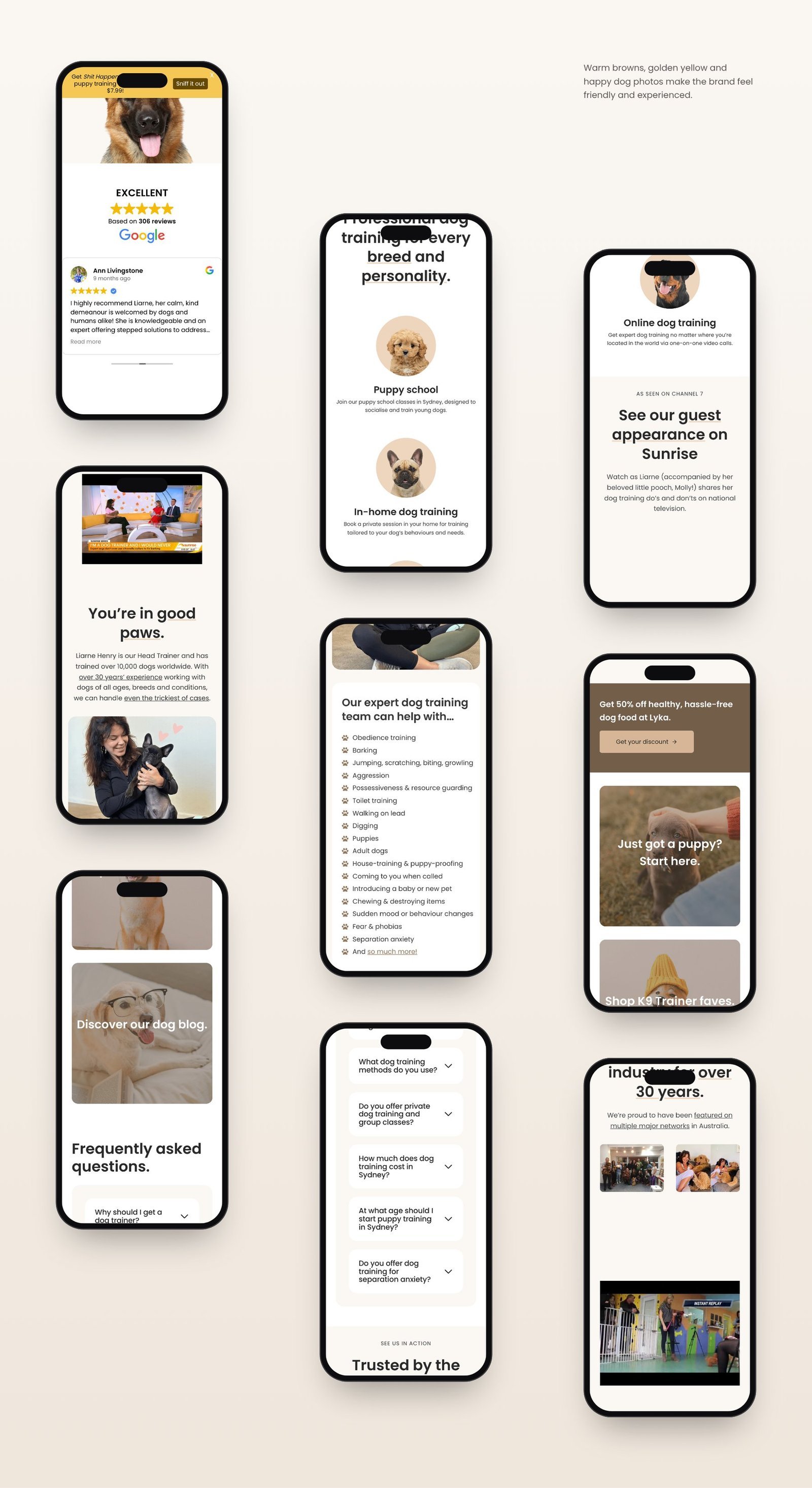 K9 Trainer mobile screens