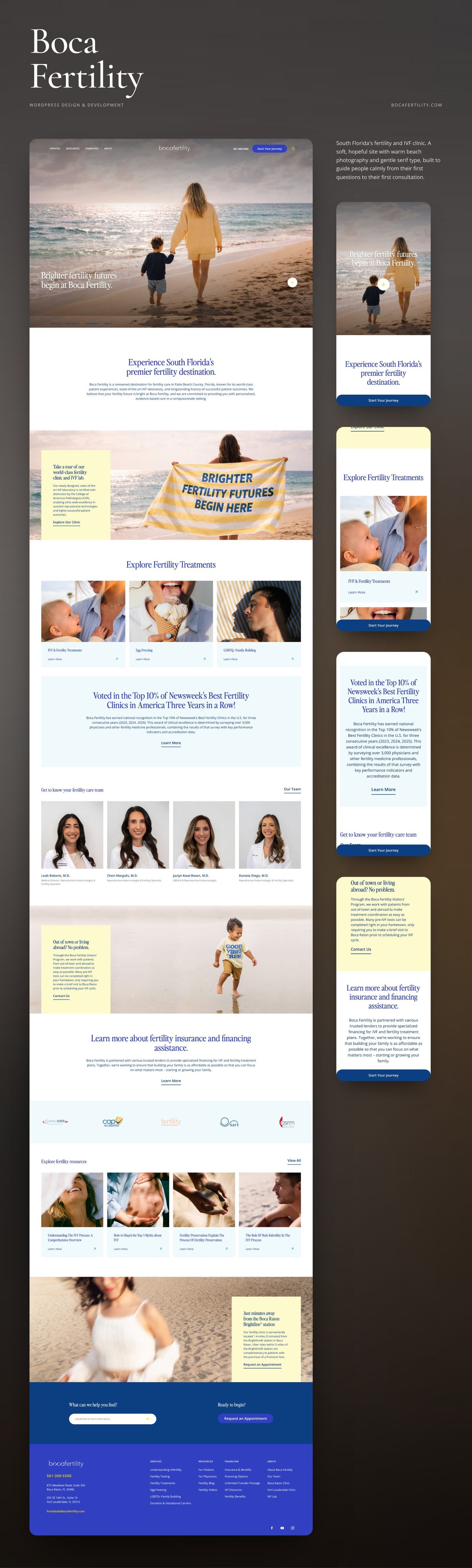 Boca Fertility full homepage design with mobile sections