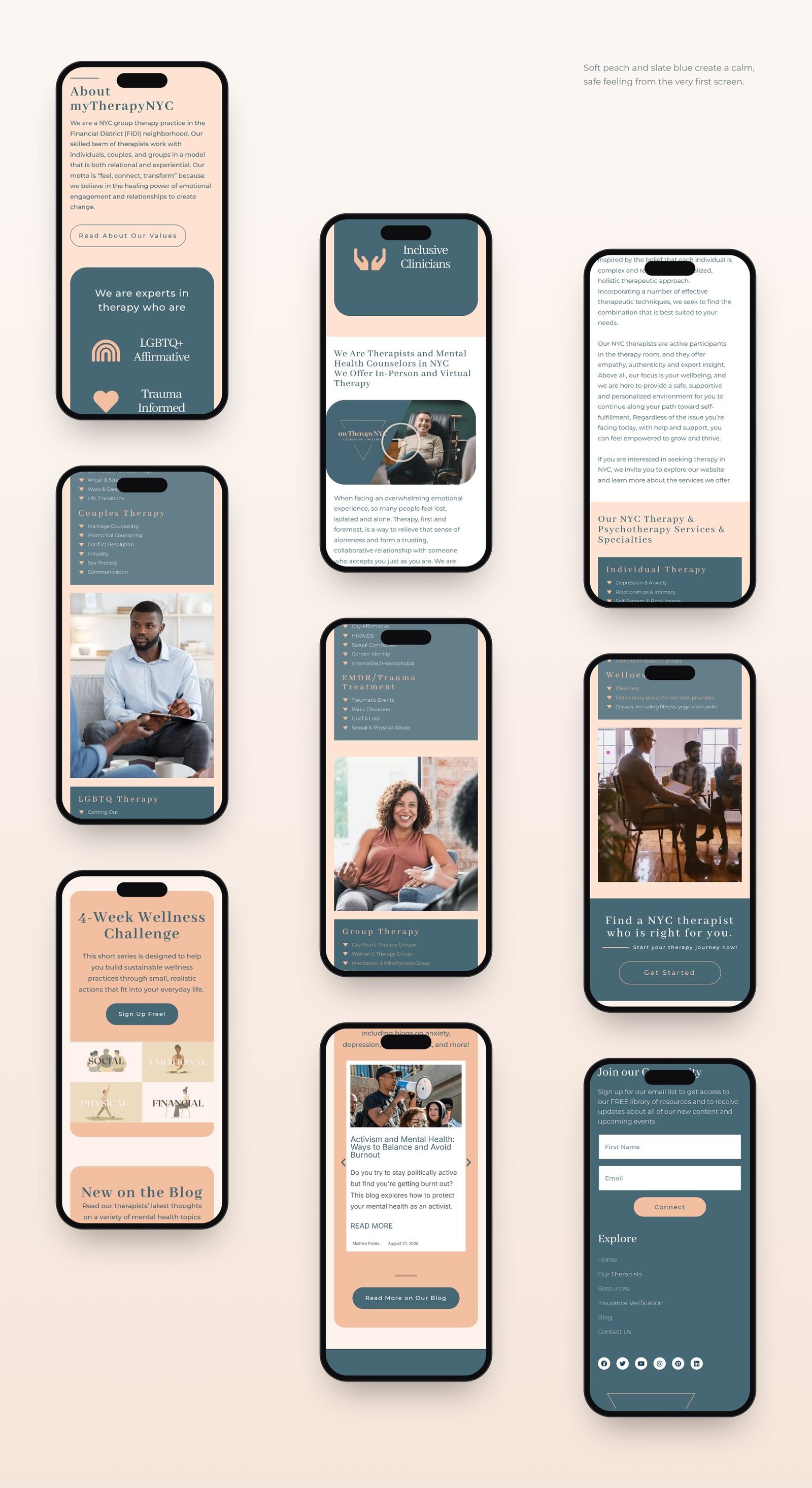 myTherapyNYC mobile screens