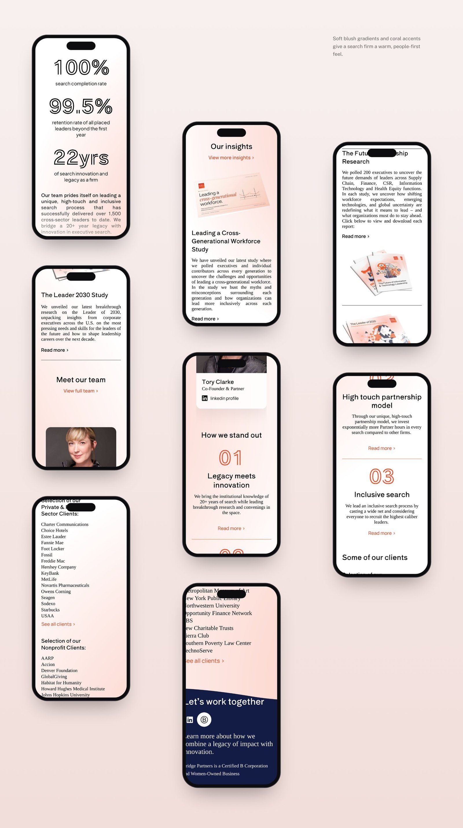 Bridge Partners mobile screens