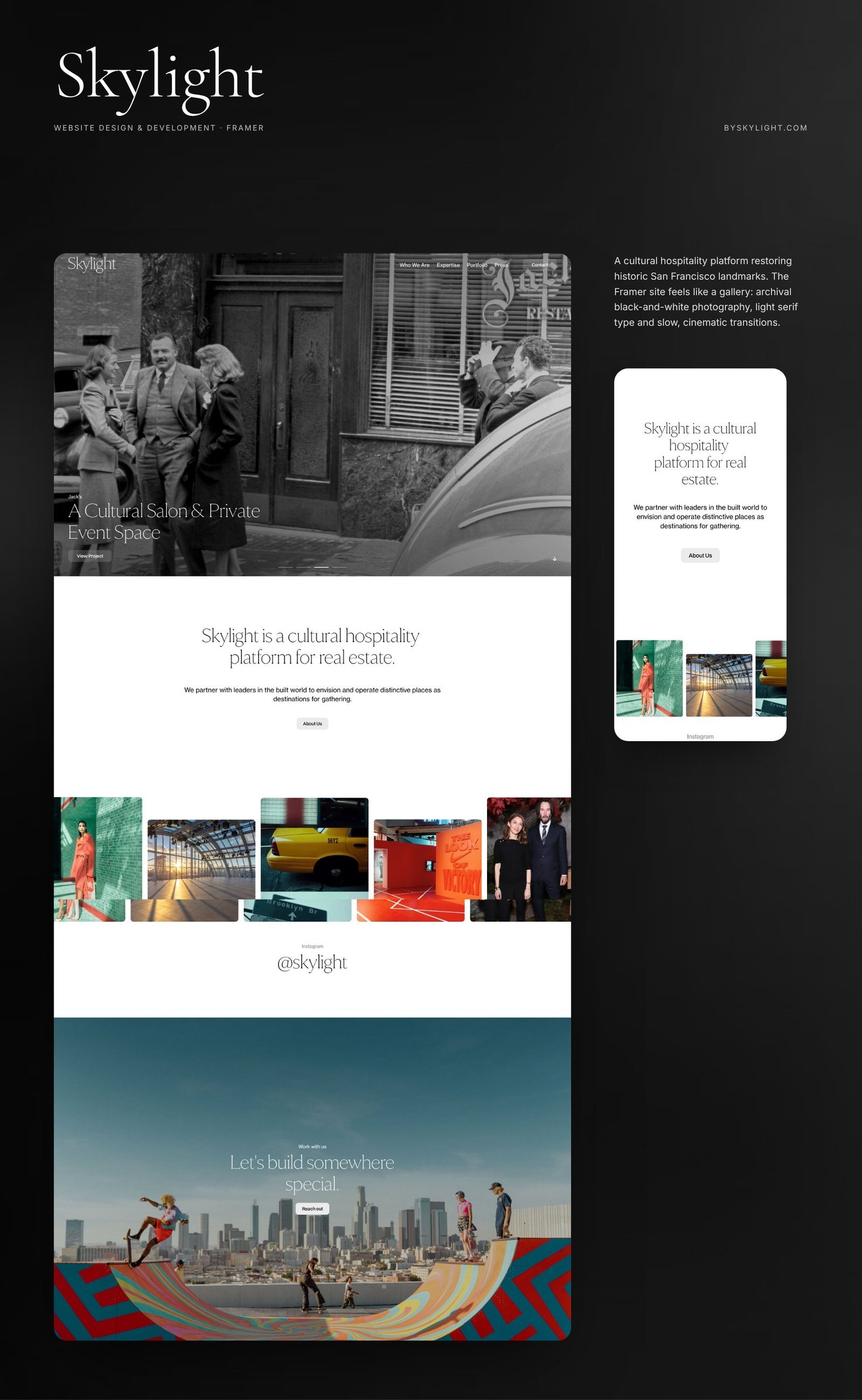 Skylight full homepage design with mobile sections