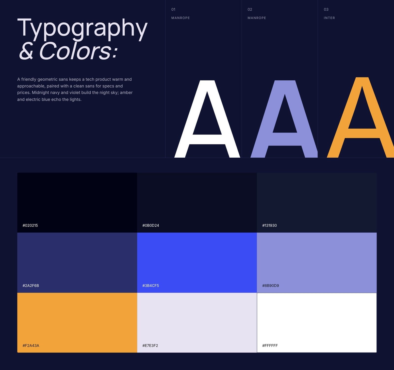 Twinkly typography and colour palette
