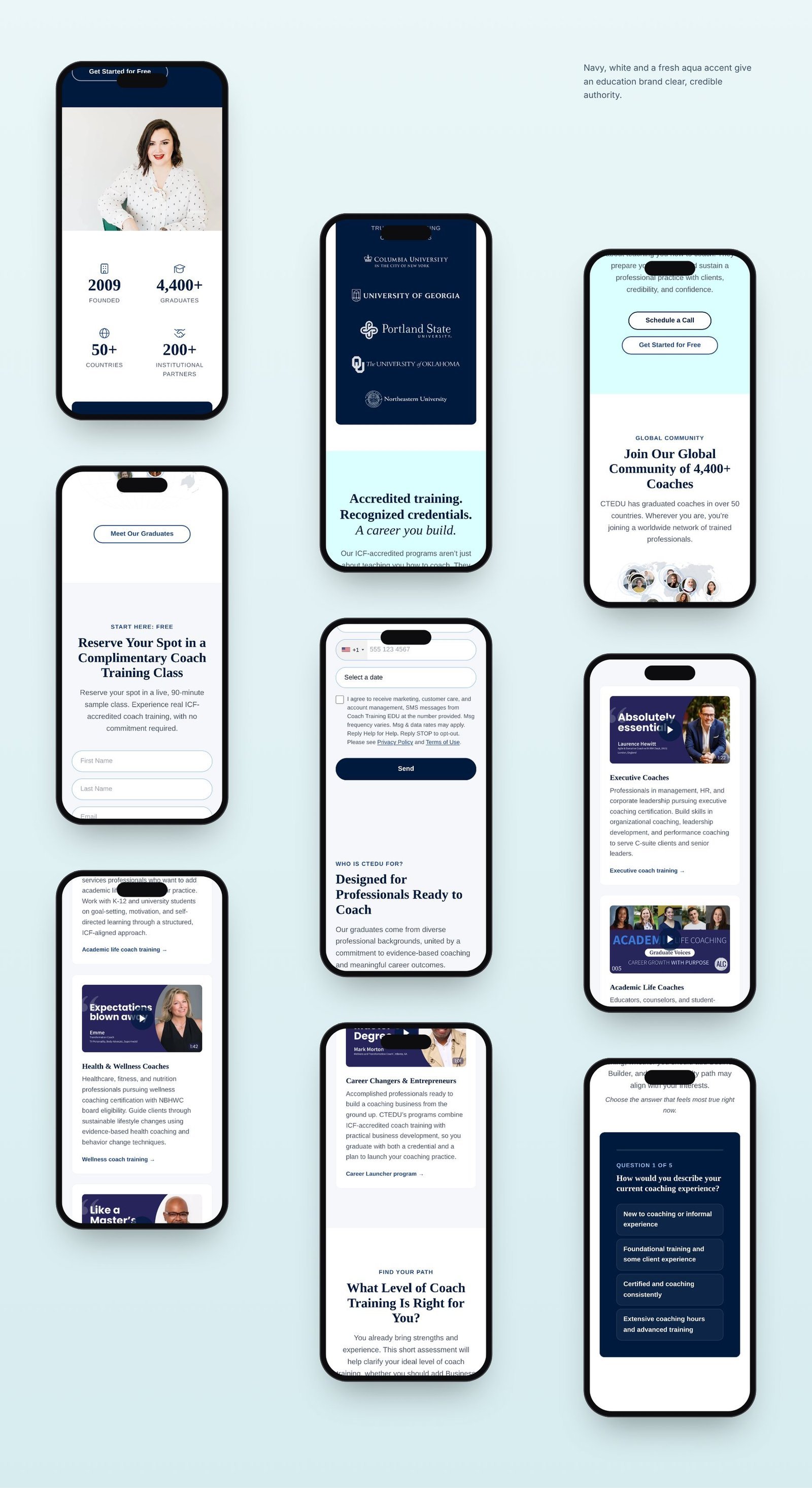 Coach Training EDU mobile screens